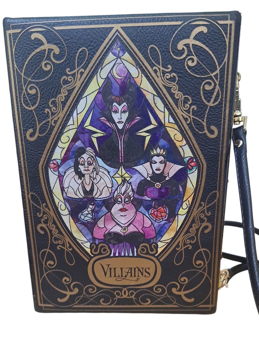 Disney Loungefly Villains Stained Glass Book Crossbody Purse